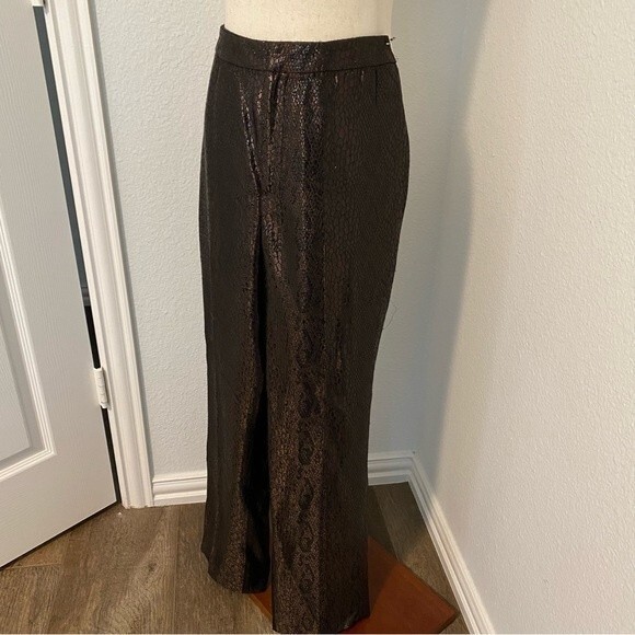 Linda Allard Ellen Tracy Croc Look Straight Leg Metallic Pants Pockets 10P - Picture 4 of 10